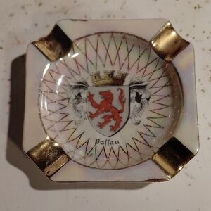 Vintage Porcelain Ashtray with Crest Design
